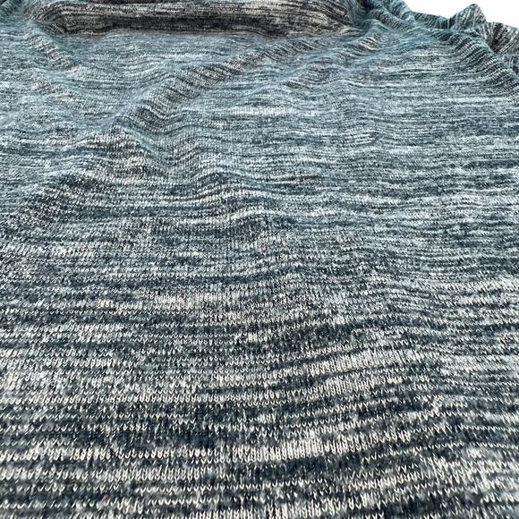 Heathered Split Back Knit Top Cowl Neck 3/4 Sleeve Blue Gray - Picture 8 of 16